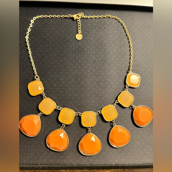 Talbots Jewelry - Talbots Gold and Orange Geometric Necklace